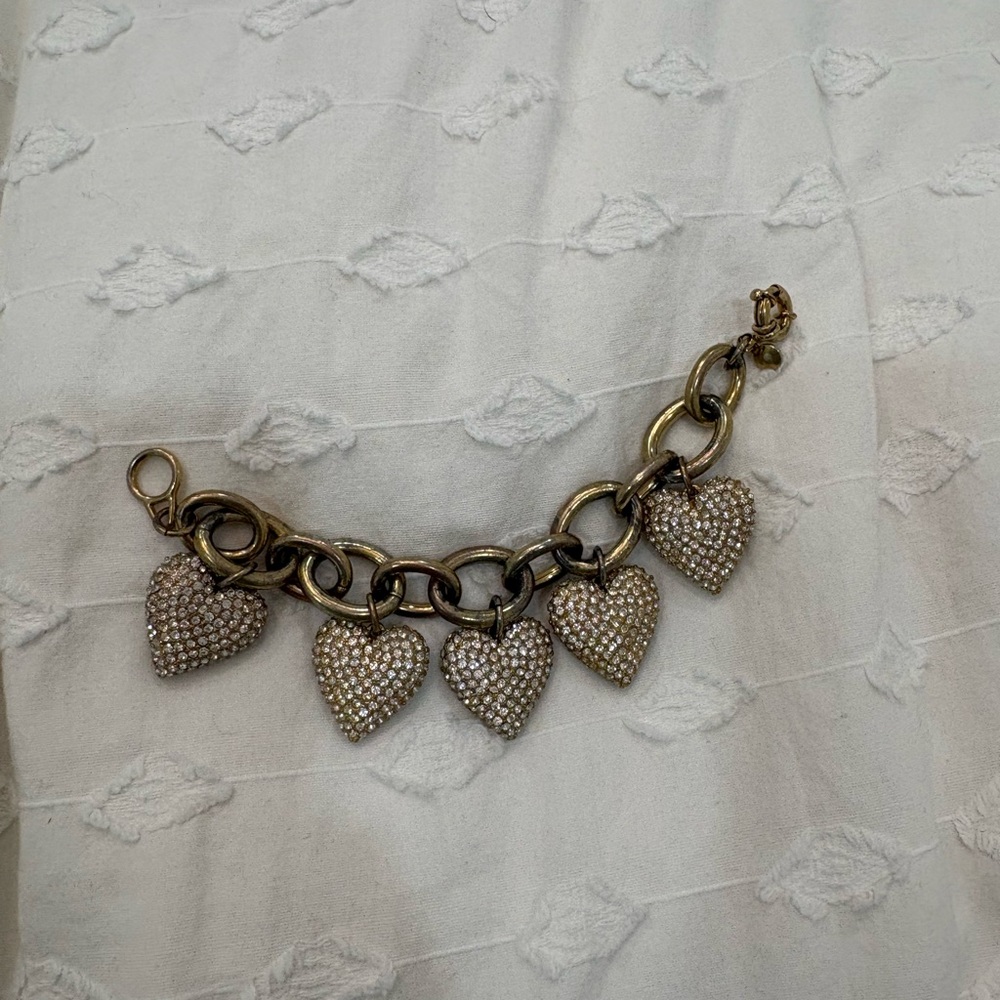 J.Crew Pavé Heart Charm Bracelet